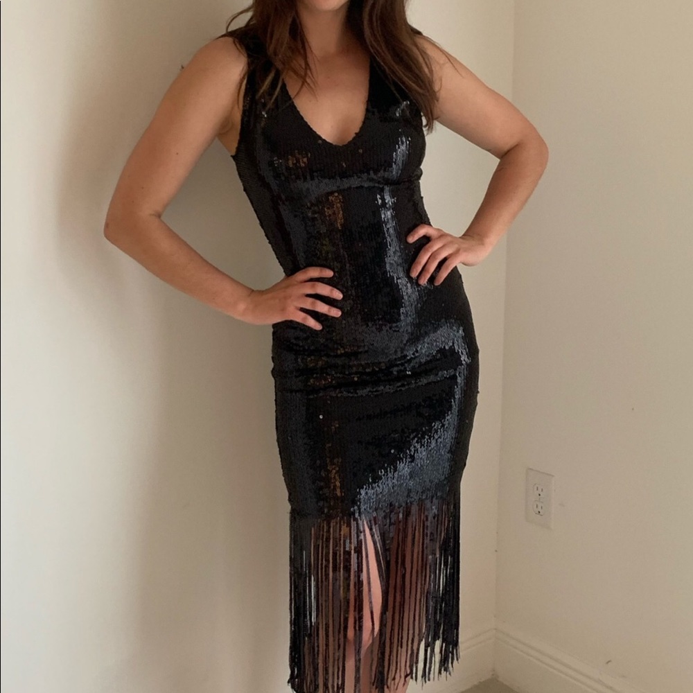 Black sequin bodycon dress